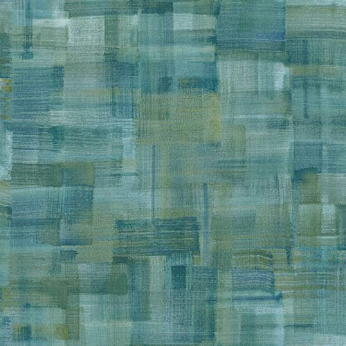 Papier peint intissé original bleu & vert | Tapisserie motif pour salon | Papier peint moderne effet coup de pinceau pour entrée