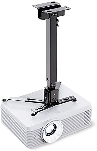 Drsn Universel Support de Plafond pour Projecteur avec Perche D'extension Réglable de 43-65cm, Charge Max de 30kg, Inclinable à ±30°, Acier épaissi, pour Projecteur BenQ, Epson, Optoma et DR.J. -Noir