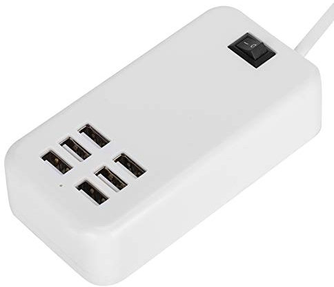 Chargeur d'alimentation USB, Adaptateur de Chargeur 30W 6 Ports Station de Charge de Bureau Prise de Concentrateur pour Toutes Sortes de Périphériques USB pour Téléphones Mobiles, MP3, etc(EU)