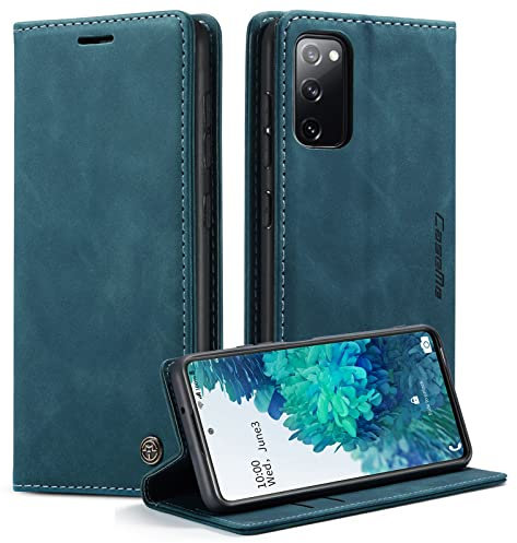 caseme Handyhülle für Samsung Galaxy S20 FE 5G/4G Hülle Premium Leder Klappbar Flip Case Magnet Kartenfach Standfunktion Tasche Schutzhülle für Samsung Galaxy S20 FE 5G/4G - Blaugrün