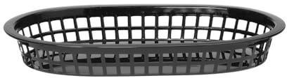 HENDI Servierkörbe, 6 Stück, für Snacks und Pommes, stapelbar, Fast Food Körbe, Brotkörbe, Plastikkörbchen, Servierkörbchen, 272x175x(H) 38mm, Polypropylen, schwarz
