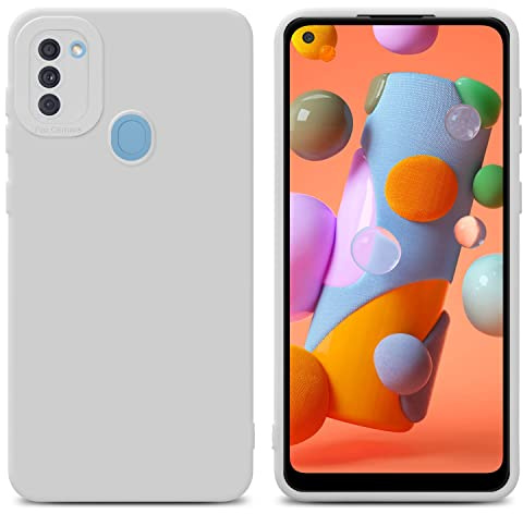 Cadorabo Hülle kompatibel mit Samsung Galaxy A11 / M11 Schutzhülle TPU Silikon Case Liquid Design mit Kameraschutz Slim Kratzfest Weiche Gummi mit Rundumschutz Case Hülle für Galaxy A11 / M11 in Weiß
