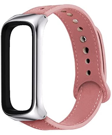 Leder Armbänd Kompatibel mit Samsung Galaxy Fit 2 Armband Für Damen Herren Echte Ersatzband mit Uhrenarmband Für Samsung Galaxy Fit 2 (rosa)