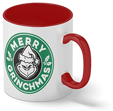Merry Grinchmas Grinch inspired horror christmas coffee Blanc tasse à café avec Red Rim et poignée Mug