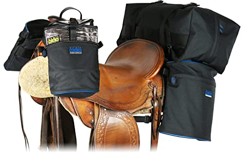 TrailMax Mittelgroßes Overnighter Satteltaschensystem; mittleres Set aus Horntaschen, Cantle Bag & Satteltaschen; isolierte Satteltaschen für Pferde; Satteltaschen-Set für Western- & Endurancesättel;