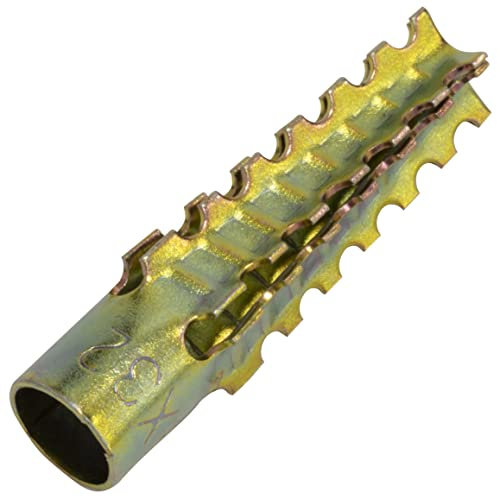 AERZETIX - C64718 - Set di 50 tasselli metallici per cemento cellulare e cartongesso Ø6x32mm - in acciaio - colore dorato