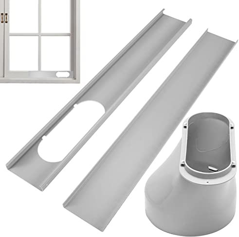 Kit de ventilación de ventana, unidad vertical de ventana de aire acondicionado, piezas de sellado de ventana de CA para ventana vertical, longitud ajustable para manguera de escape con 5.9 pulgadas