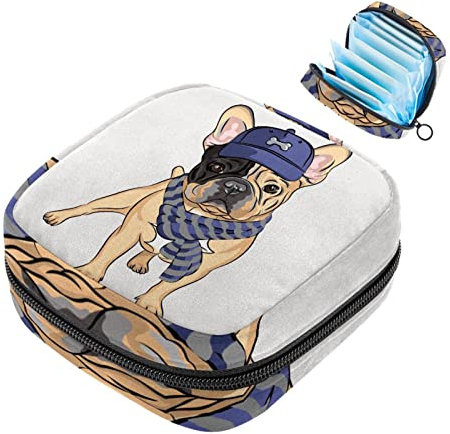 Lustige Mops-Damen-Servietten-Aufbewahrungstasche, tragbare Perioden-Tasche für Frauen, Teenager, Mädchen, Menstruationstasse, Stillkissen-Halter