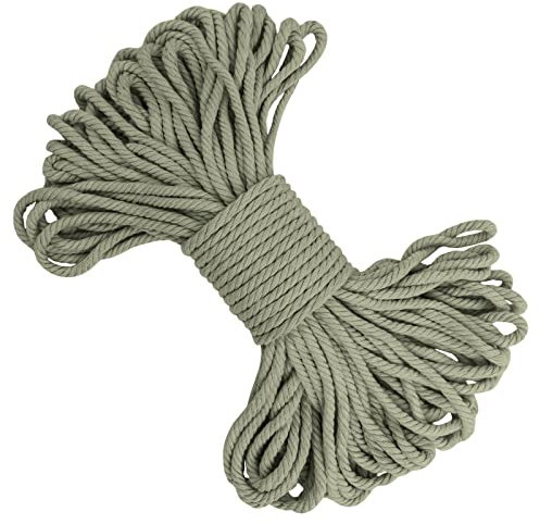 LEREATI Corda Macrame 5mm x 20m, Filo Macrame Corda Cotone Cordoncino Colorato, Cordino per Borse Uncinetto, Arazzo da Parete, Decorazioni, Piante Sospese, Fai da Te (Verde Fagiolo)