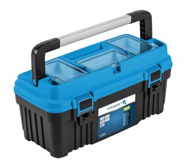 Högert Technik - Werkzeugbox/Werkzeugkoffer (25,60cmX28.6cmX32.7cm) - Ein praktischer und geräumiger Werkzeugkasten - 2 robuste Riegel - 3 Organizer - Tragfähigkeit 20 kg