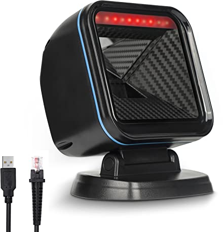 OBZ 2D Lettore Codice a Barre e Qrcode, 1D Lettore Barcode da Banco cavo USB Cablato Scanner di Codici a Barre da Tavolo Lettore QR Code e Barcode per PC Magazzino Supermercato Negozio POS