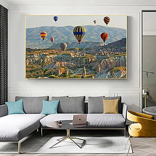 Wanddeko Wohnzimmer Istanbul Türkei Heißluftballon Leinwand Gemälde Landschaft Posterdrucke und Poster Wand Bilder Bild Wohnzimmer Wohnkultur 50x70cm Ohne Rahmen