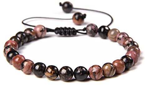 Chakra-Armbänder für Frauen – 6 mm Steinperlen-Armband für Damen, Naturstein-Yoga-Armreif, Yoga-Balancing-Mala-Meditationsperlen – geflochtene verstellbare Armbänder, Fotofarbe, verstellbar
