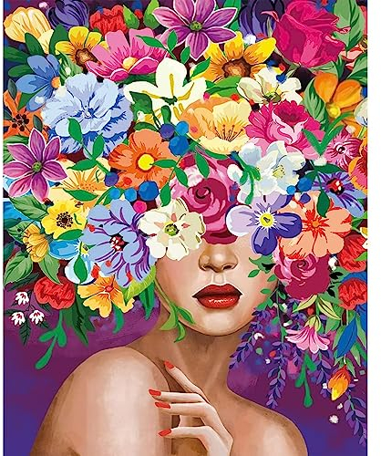 UNIQUORS DIY Diamond Painting Erwachsene Frau, 5D Diamant Painting Bilder Blumen, Diamant Malerei Bunt, Strass Kreuzstich Stickerei Dekoration für Home Wall 30x40cm