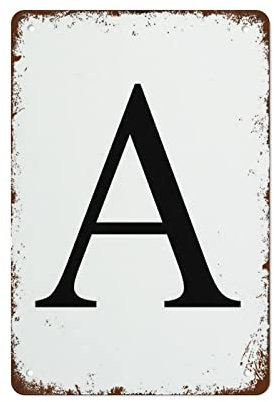 Letter Art Buchstabe A B C Wandkunst Schwarzer Simplistic Monogramm Kunstdruck 30,5 x 20,3 cm Home Bar Pub Shop Dekorationen Esszimmer Küche Kaffee Vintage Schild