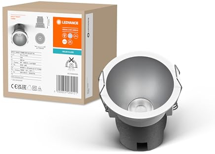Ledvance SPOT TWIST Einbau-Downlight, silber, 5W, 400lm, 840 WT, 70mm Durchmesser, kaltweiße Lichtfarbe, bis zu 90% Energieersparnis im Vergleich zu Halogen-Downlights, einfache Montage, 4000K