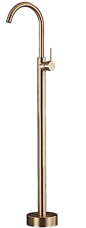 ZYCDP Freistehende Badarmaturen,Freistehende Wasserhahn Badewanne Armatur,Messing,Standarmatur Einhebel-Wasserhahn,Badewannen Armaturen Freistehend,Bodenmontage Badarmatur,Gebürstetes Gold