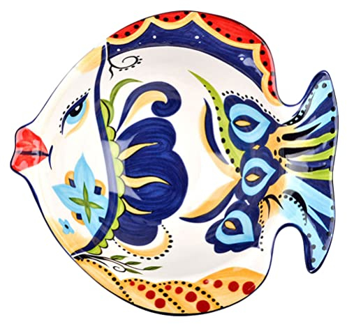 Piatto a forma di pesce in ceramica Piatto di pesce fiore dipinto a mano Piatti for la cena Piatto for conservare snack Vassoi for alimenti Piatto da portata for insalata Antipasto di carne/354