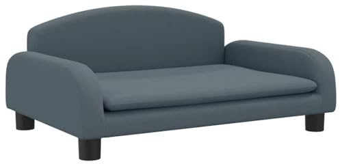 vidaXL Kindersofa, Couch für Kinder, Kindercouch mit runden Kanten, Kindersessel Minisofa Polstersofa Kindermöbel Sofa Kinderzimmer, Dunkelgrau Stoff