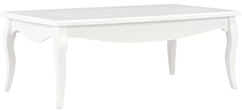 GuyAna Couchtisch Weiß 110x60x40 cm Kiefer Massivholz Wohnzimmertisch Holz Baumkantentisch