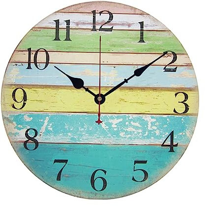 TOPBATHY Wooden Wall Clock Tiny Ladder Doll Peacock Fan Old Fashioned Fashion Wall Clock Gold Fish Decor Wall Hanging Clock Gourds Dried for Crafts Elegant Wall Clock Quartz Wall Bamboo