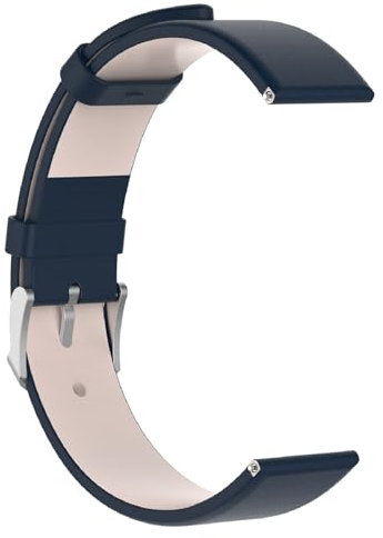 Lederarmband Kompatibel mit Garmin Forerunner 265s Armbänder, 18mm Weiche Ersatzriemen Leder Uhrenarmbänder Ersatzarmband Wasserdicht Replacement Armband Zubehör Uhrenarmband, Navy Blau