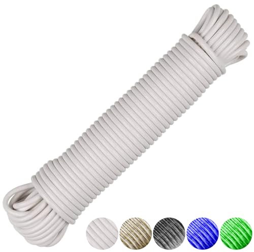 20m White Washing Line Rope Strong, Heavy Duty Washing Line, Strong Clothes Lines Rust-proof and Waterproof for Outside Garden
