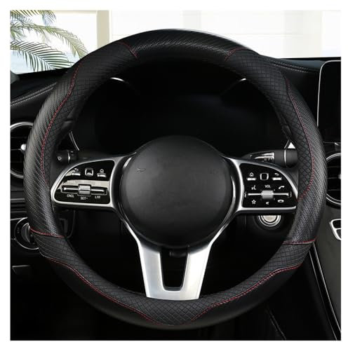 SERTGFRE Lenkradbezug Auto, für VW Multivan T5 2007-2015 Lenkradhülle Lenkrad Abdeckung aus Mikrofaser Leder Mit Kohlefasermuster Standardgröße 37-38cm,O-Black