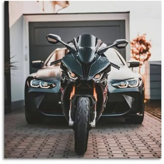 ZLQYHW Sportbike-Poster, schwarz, S1000RR, Motorrad, Motorrad, dekorative Leinwand, Familie, Schlafzimmer, Kunstwerk, Bild, Gemälde, 30 x 30 cm