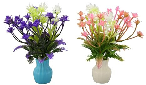 Sunicon Plantes Aquatiques artificielles, Simulation de Plantes hydroponiques en Plastique, Fleur Artificielle pour Aquarium avec Vase pour décoration de Salon, Bureau, Balcon