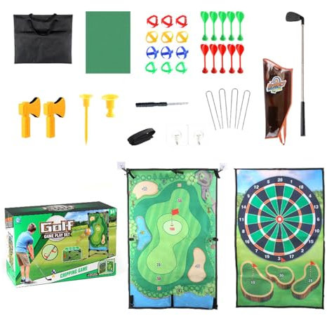 Aceirropy Golf-Dart-Chipping-Spiel,Golf-Chipping-Spielmatten-Set,Übungsmatte Präzisions-Golf-Schlagmatte | Komplettes Golf-Trainingsmatten-Set, große Dartscheibe, lustiges Familienspiel für Erwachsene