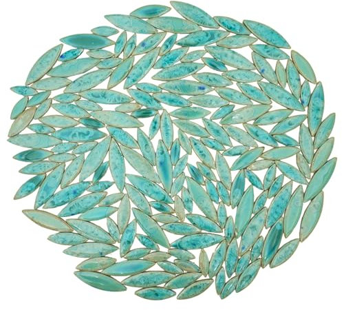Yuvori Piastrelle per mosaico in ceramica a forma di foglia, dimensioni miste, decorazione fai da te per bagno, soggiorno, cucina, giardino, 0,5 kg (verde ghiacciato)