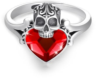 PARYFO Totenkopf Ring 925 Sterling Silber Vintage Skelett Kopf Finger Ringw Retro Gothic Ring Halloween Totenkopf Schmuck Geschenke für Damen Mädchen