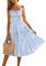 Streifen A-Linie Midikleid Damen Kleid Freizeit Kleid Weiße und Blaue XXL