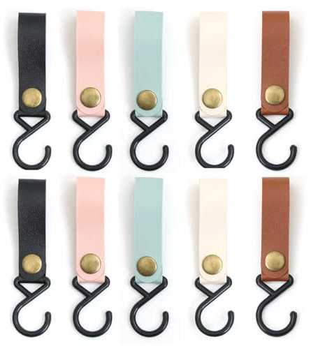 NHQZ Gancio a s in Pelle, Ganci a s, Ganci Cucina, Ganci Multifunzionali, Gancio da Campeggio, Ganci Accappatoio Bagno, Appendi Mestoli da Cucina per Cucina Bagno Campeggio All'Aperto, 10 pezzo
