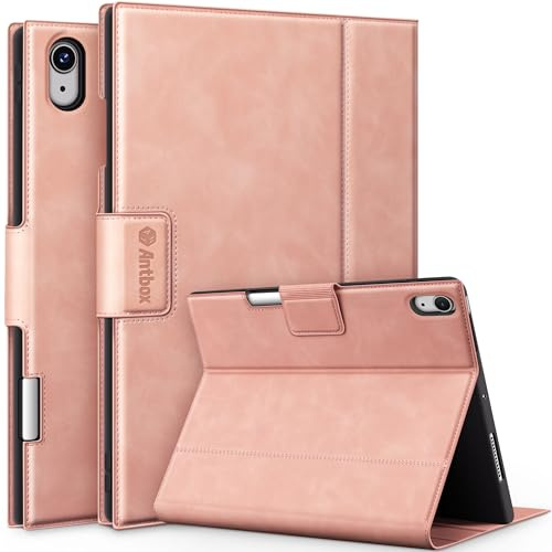 Antbox Schutzhülle für iPad Air 27,9 cm (11 Zoll) M4/M3/M2 (2026/2025/2024), iPad Air 5. / 4. Generation, 27,9 cm (10,9 Zoll), veganes Leder mit Stifthalter, Tippwinkel, automatischer Schlaf