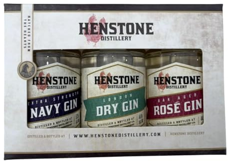 Henstone Distillery Gin Collection Gift Set, Navy, Dry And Rose, 5cl Bottles