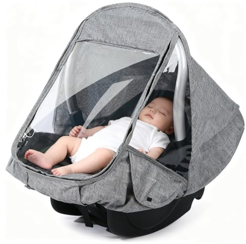 LPZMPZ Regenverdeck Babyschale Kinder, Autoschale Baby Regenschutz | Universal Regenschutzes Autoschale für Babyschale Autositze mit Luftlöchern, Trageöffnung und Zugang Rolltor
