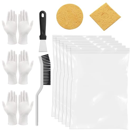 13 Pcs Oven Cleaning Kit 40 * 60cm Oven Cleaner Bags for Racks Crevice Brush Scraper Sponges Gloves Cleaning Tools for All Grill Grates Rack Sizes