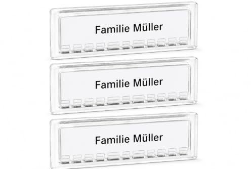 JU Namensschild 21-255 kompatibel – Personalisiertes Briefkasten Namensschild mit Abdeckung & laminiertem Einleger 60x15 mm | Klingelschild (3)
