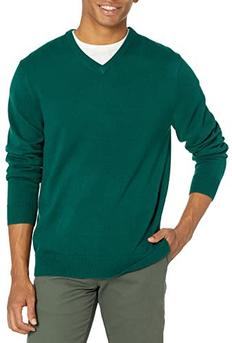 Amazon Essentials Maglione Pullover con Scollo a V (Disponibile in Taglie Big & Tall) Uomo, Verde Scuro, S