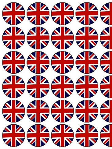 30 x Coronation Union Jack 1.5 (3.8cm) PRE-CUT PREMIUM RICE PAPER Edible Cake Toppers