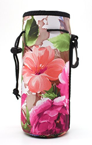 BASELIFE Tragetasche für Wasserflasche, isoliertes Neopren, Schutzhülle ideal für Edelstahl- und Kunststoffflaschen, 0,6 l oder 0,75 l (Blumenmuster)