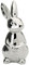 H.Bauer jun. große Porzellan Osterdeko Figur - sitzender Hase Silberglanz - 17.5 x 8.6 x 7.8 cm