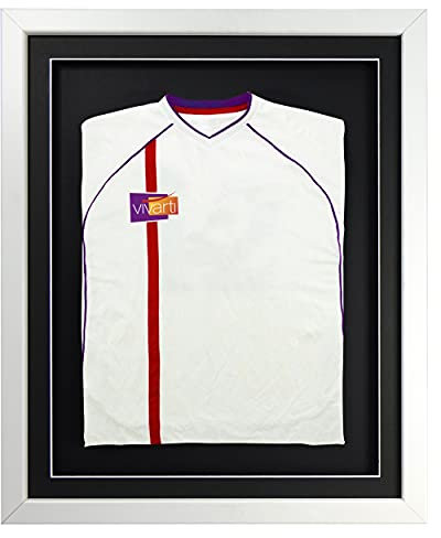 Vivarti DIY Infant 3D Mounted Sports Display Frame - Football, Rugby, Band T-Shirt Shadow Box - 40 x 50cm - White Frame, Black Mount, Black Backing Card