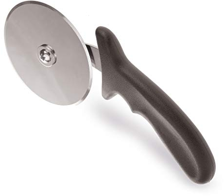 Pizzaschneider - Zerteilt Pizza mühelos in servierfähige Stücke - Pizzaroller mit XXL Schneiderad aus Edelstahl - Handlicher Pizza Cutter mit Fingerschutz