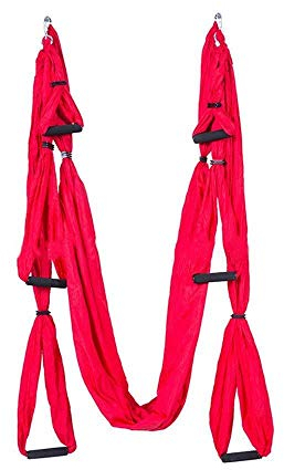 Aerial Yoga Hängematte, Yoga Hängematte Ock Fühlen Sie Sich Weich Inverted Inverted Yoga Stretch Band Dispenser Und Erweiterung Mit 8 Farben Zur Auswahl Geeignet Für Aerial Yoga,Red-250x150cm