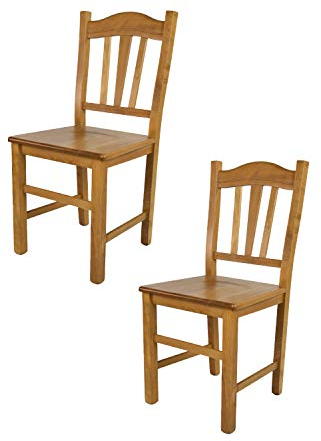 t m c s Tommychairs - 2er Set Stühle Silvana für Küche und Esszimmer, Robuste Struktur aus Buchenholz, in der Farbe Eichenholz lackiert und Sitzfläche aus Holz