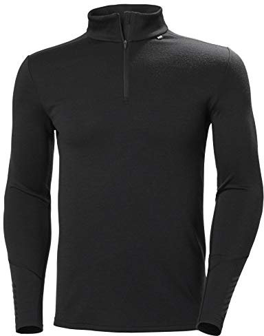 Helly Hansen Herren Base Layer Top MERINO MIDWEIGHT 1/2 ZIP Base Layer Top, Schwarz, S, 49363
