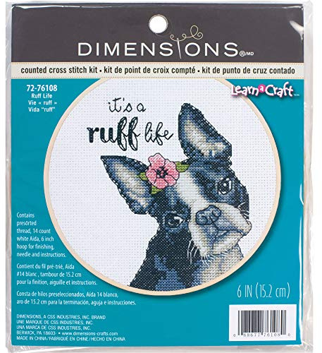 Dimensions 72-76108 Ruff Life Kreuzstich-Set nach Zählmuster, Bambus, 14 White Aida, 6 Diameter